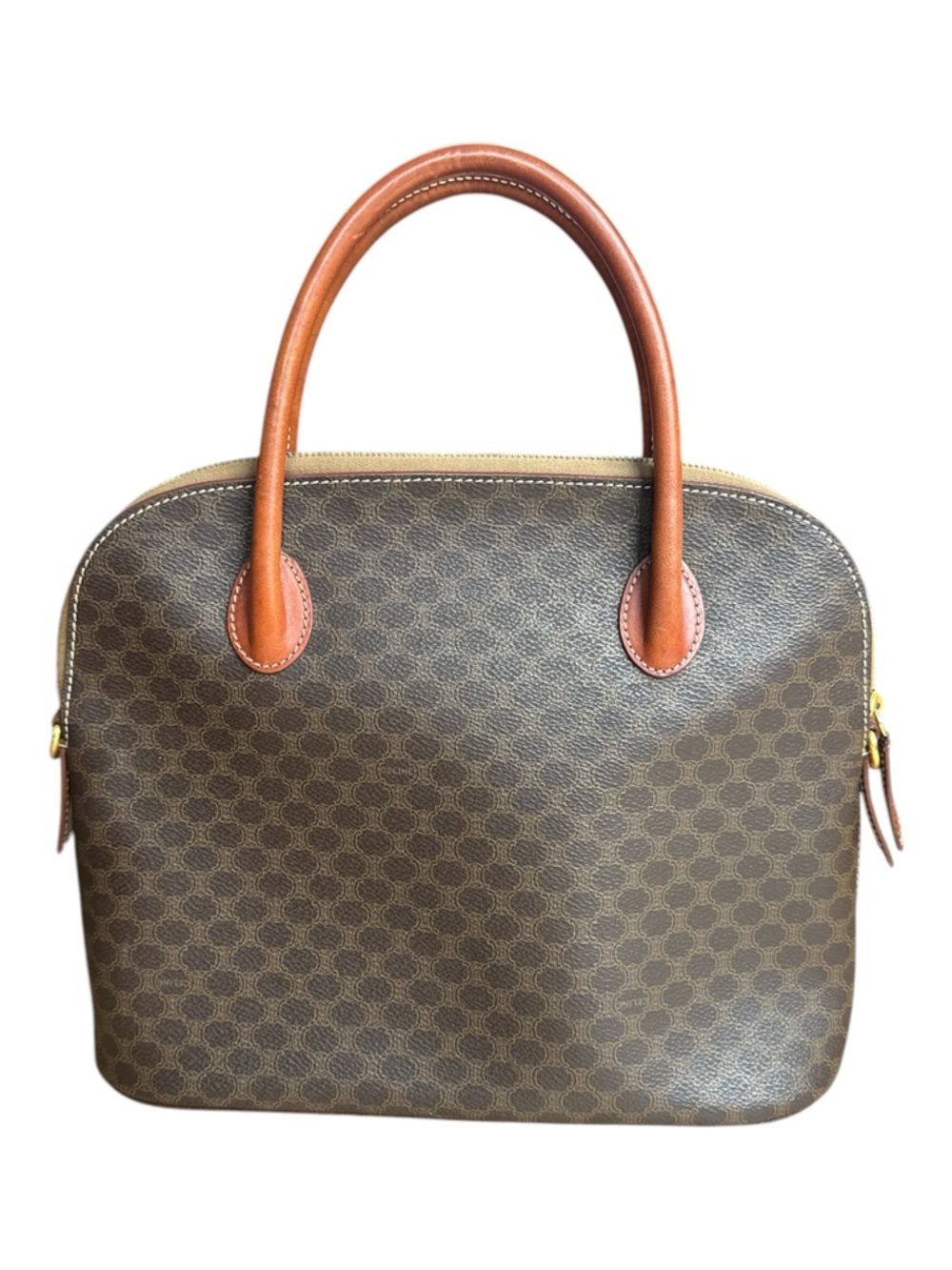 CELINE Set Macadame Dome Bag Satchel & Coin Purse VTG + COA Brown Luxury 10x12x5 - Picture 3 of 16